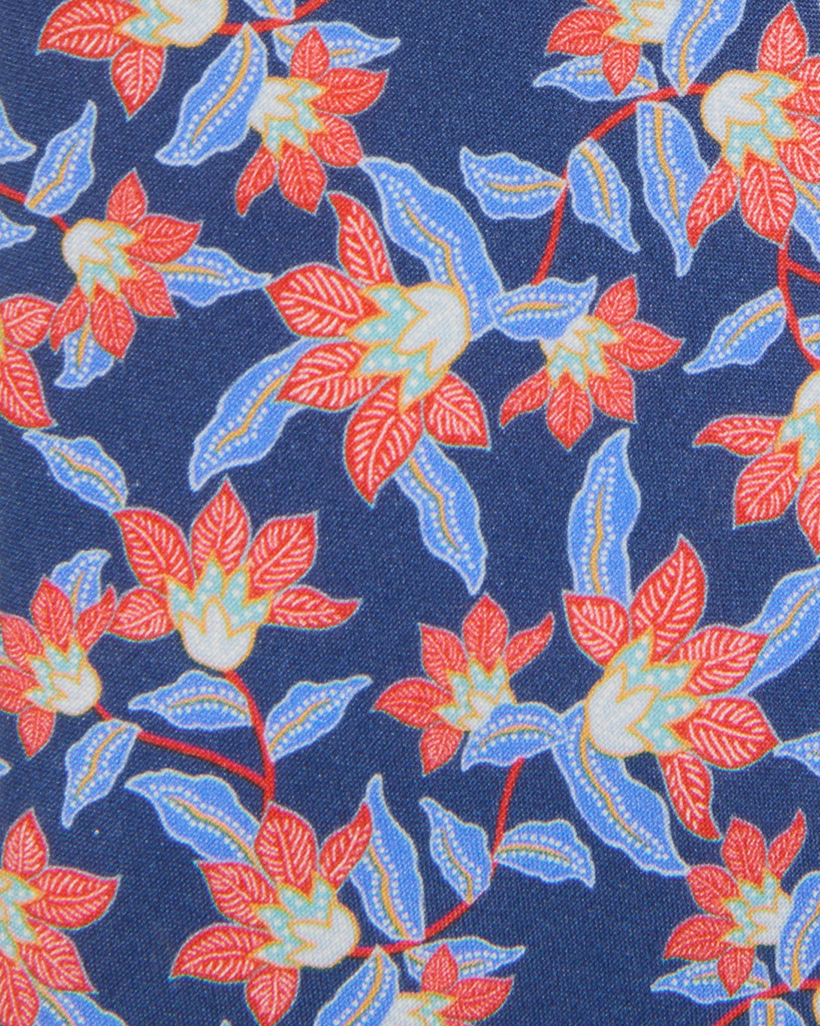 Silk Print Tie in Mid Blue/Coral Floral