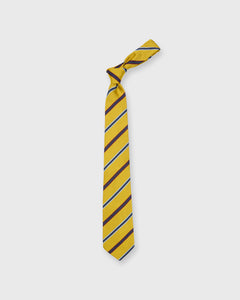 Silk Woven Tie in Yellow/Aqua/Brick Stripe