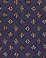 Load image into Gallery viewer, Silk Print Tie in Navy/Red Multi Medallion
