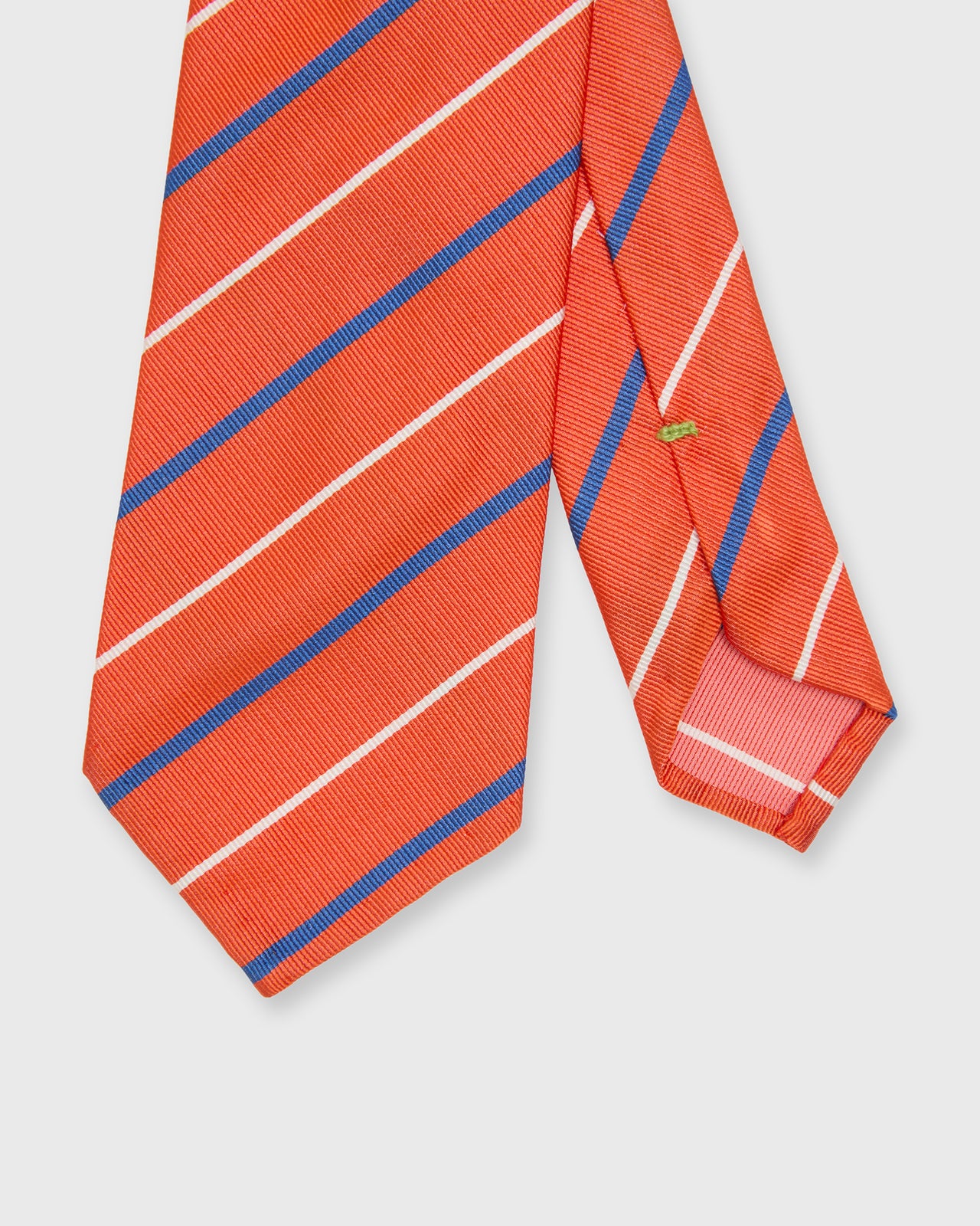 Silk Woven Tie in Orange/Blue/White Stripe