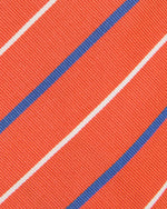 Load image into Gallery viewer, Silk Woven Tie in Orange/Blue/White Stripe
