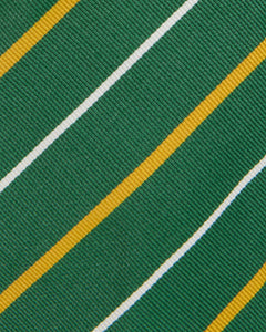 Silk Woven Tie in Green/Yellow/White Stripe
