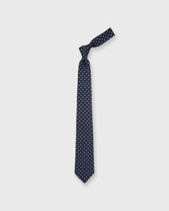 Silk Woven Tie in Navy/White Flower