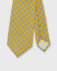 Silk Print Tie in Yellow/Pale Blue Medallion