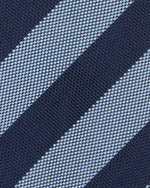 Load image into Gallery viewer, Silk Woven Tie in Navy/French Blue Awning Stripe

