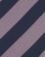Load image into Gallery viewer, Silk Woven Tie in Navy/Pink Awning Stripe
