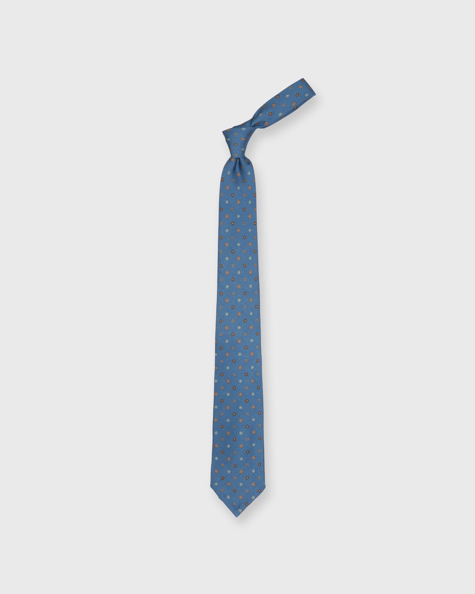 Silk Print Tie in Reversed Navy Multi Flower