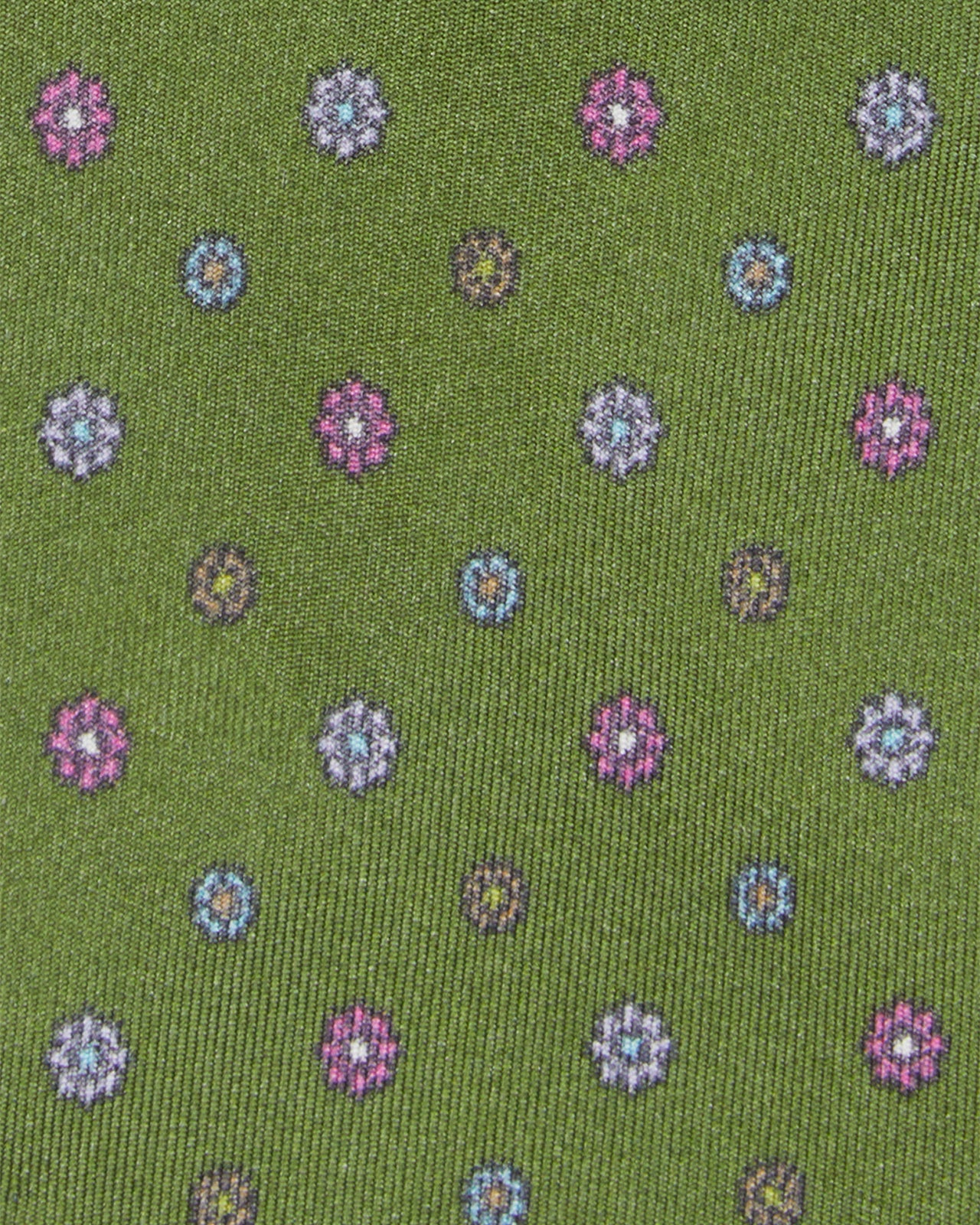 Silk Print Tie in Reversed Olive Multi Flower