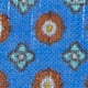 Linen/Cotton Print Pocket Square in Dusty Blue/Apricot/Bone Flower