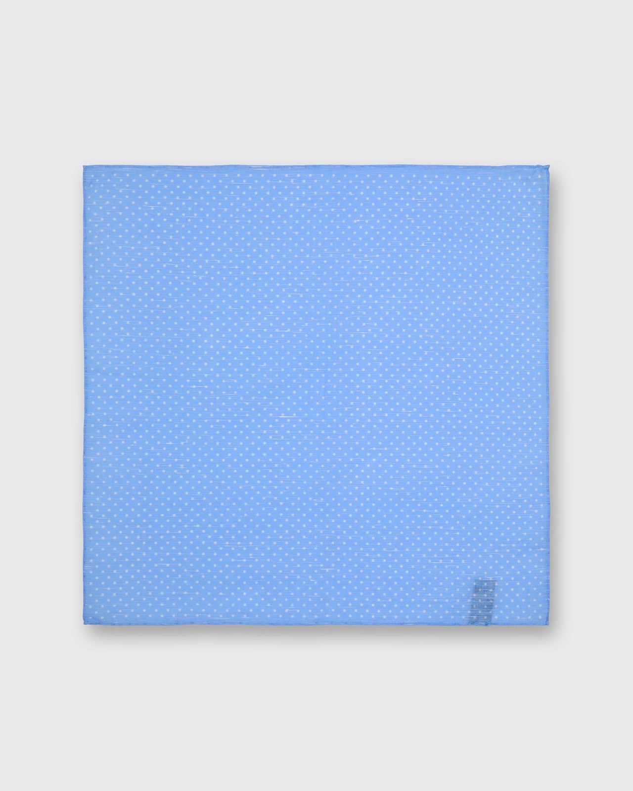 Hand-Rolled Linen/Cotton Print Pocket Square in Sky/White Dots