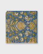 Load image into Gallery viewer, Linen/Cotton Print Pocket Square in Blue/Green/Yellow Floral
