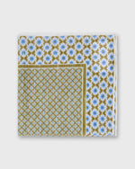 Load image into Gallery viewer, Linen/Cotton Print Pocket Square in Clover/Bone/Blue Mosaic
