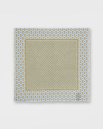 Load image into Gallery viewer, Linen/Cotton Print Pocket Square in Clover/Bone/Blue Mosaic
