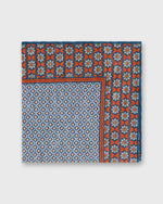 Load image into Gallery viewer, Linen/Cotton Print Pocket Square in Tomato/Blue/Bone Mosaic
