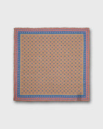 Load image into Gallery viewer, Linen/Cotton Print Pocket Square in Taupe/Blue/Apricot Flower
