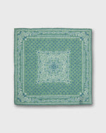 Load image into Gallery viewer, Linen/Cotton Print Pocket Square in Mint/Navy Flower Paisley
