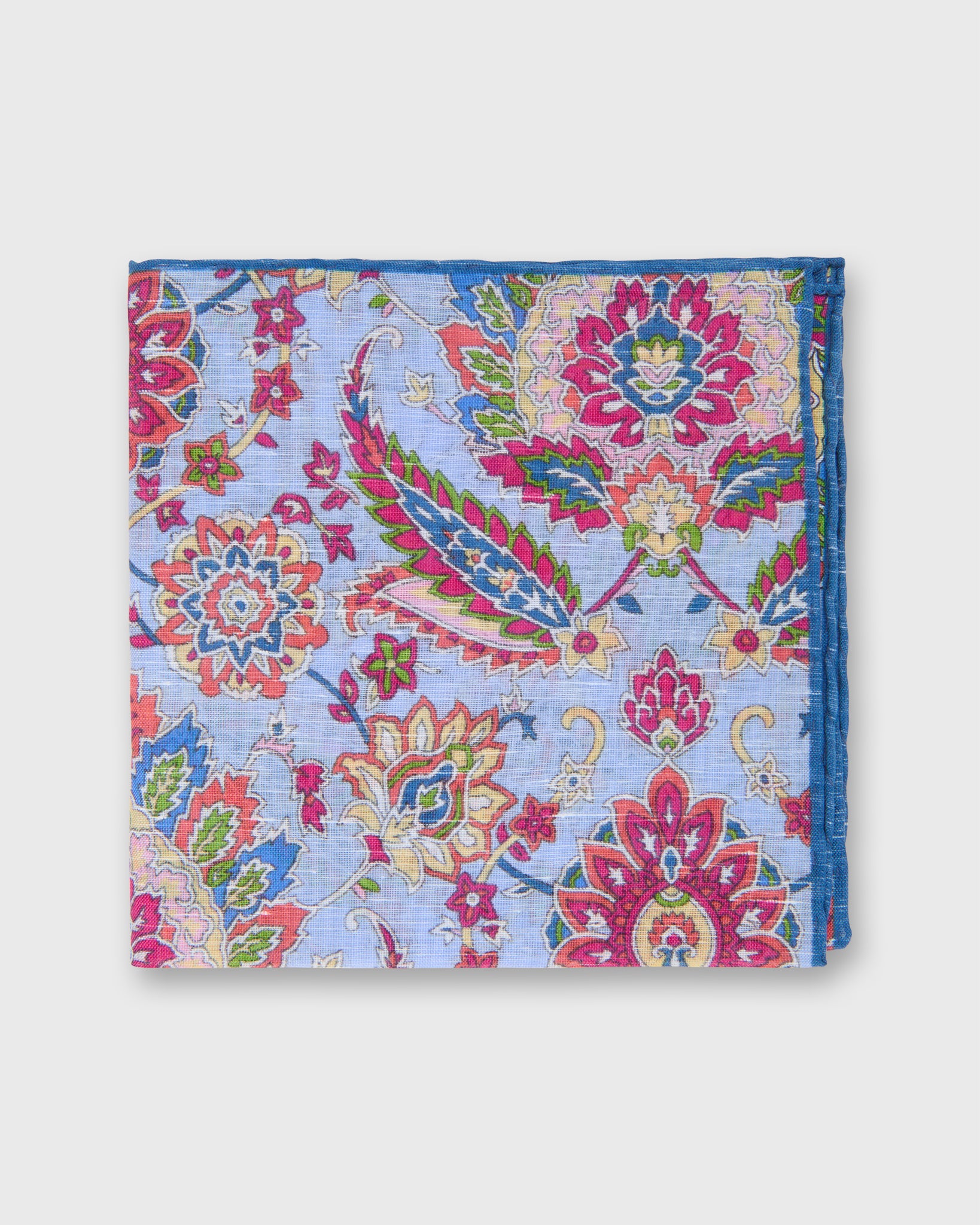 Linen/Cotton Print Pocket Square in Lilac/Multi Floral