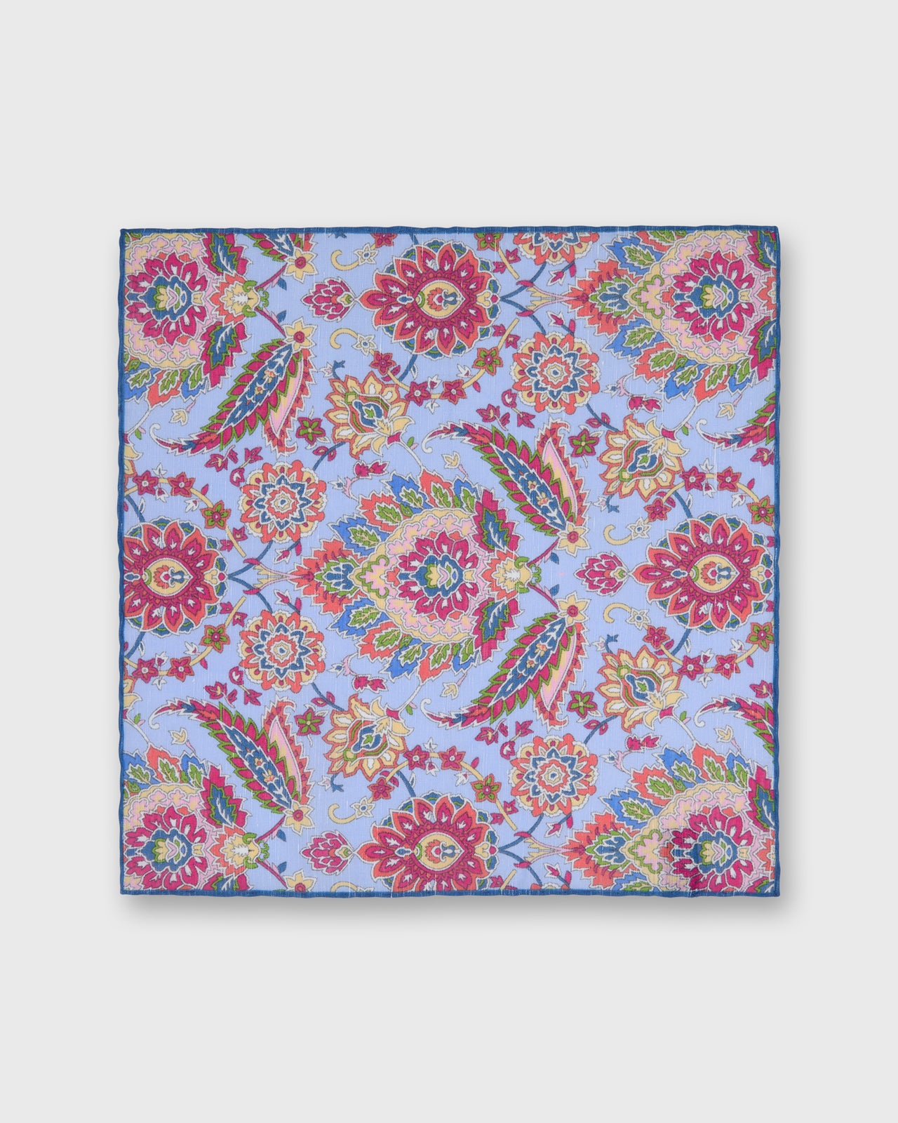 Hand-Rolled Linen/Cotton Print Pocket Square in Lilac/Multi Floral