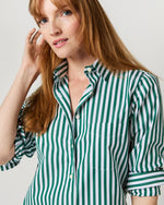 Load image into Gallery viewer, Boyfriend Shirt in Green Awning Stripe Poplin
