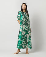 Load image into Gallery viewer, Paige Maxi Dress in Green Watercolor Leaf Mikado
