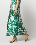 Load image into Gallery viewer, Paige Maxi Dress in Green Watercolor Leaf Mikado
