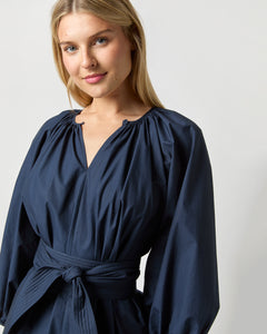 Genevieve Dress in Navy Poplin