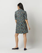 Load image into Gallery viewer, Elbow-Sleeved Frill Dress in Navy/Multi Fairytale Forest Liberty Fabric
