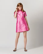 Load image into Gallery viewer, Short-Sleeved Popover Dress in Pink Silk Shantung
