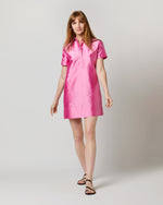 Load image into Gallery viewer, Short-Sleeved Popover Dress in Pink Silk Shantung
