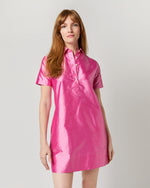 Load image into Gallery viewer, Short-Sleeved Popover Dress in Pink Silk Shantung
