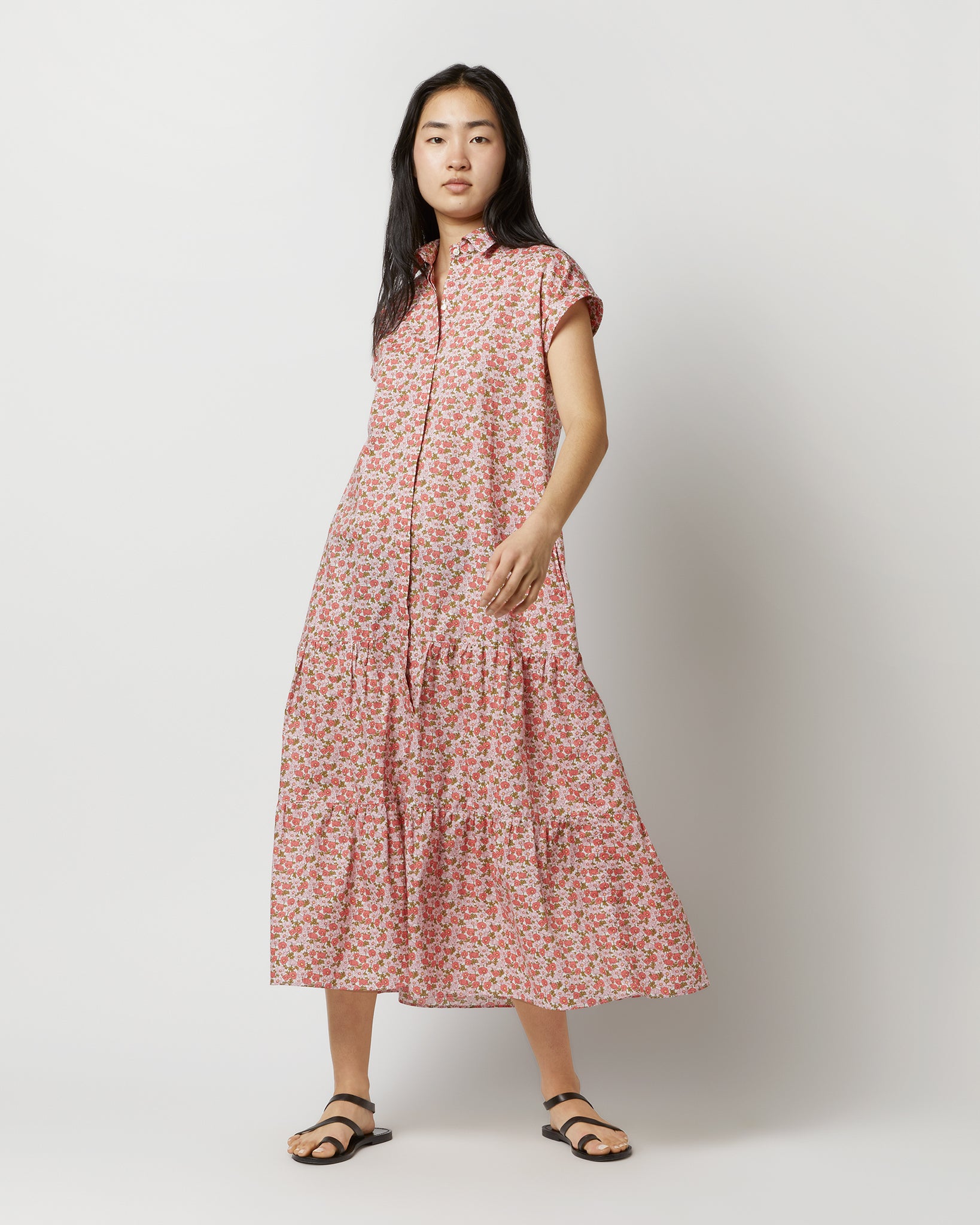 Sophia Dress in Pink/Olive Charmian Liberty Fabric