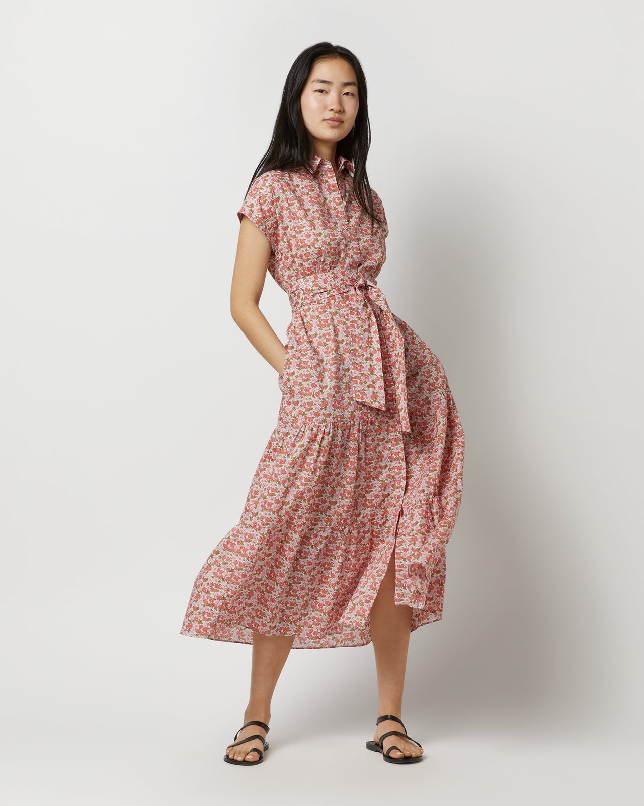 Sophia Dress in Pink/Olive Charmian Liberty Fabric | Shop Ann Mashburn