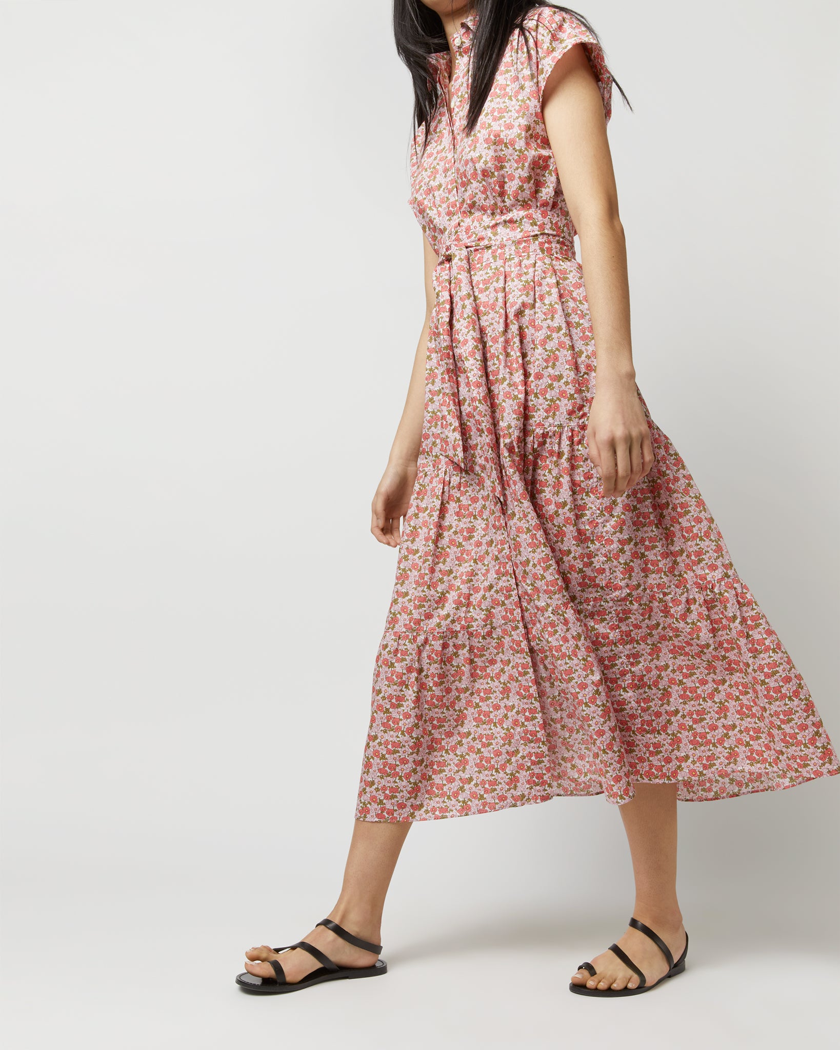 Sophia Dress in Pink/Olive Charmian Liberty Fabric