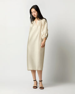 Trapunto Blouson Dress in Platino Crepe