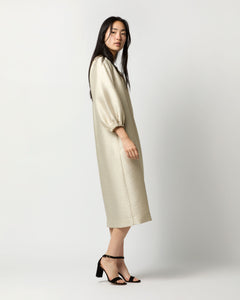 Trapunto Blouson Dress in Platino Crepe