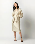 Load image into Gallery viewer, Trapunto Blouson Dress in Platino Crepe
