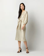 Load image into Gallery viewer, Trapunto Blouson Dress in Platino Crepe
