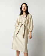 Load image into Gallery viewer, Trapunto Blouson Dress in Platino Crepe
