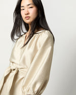 Load image into Gallery viewer, Trapunto Blouson Dress in Platino Crepe
