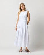Load image into Gallery viewer, Pleated Jill Dress in White Sahara Linen
