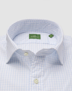 Spread Collar Sport Shirt in Blue Large Graph Check Poplin