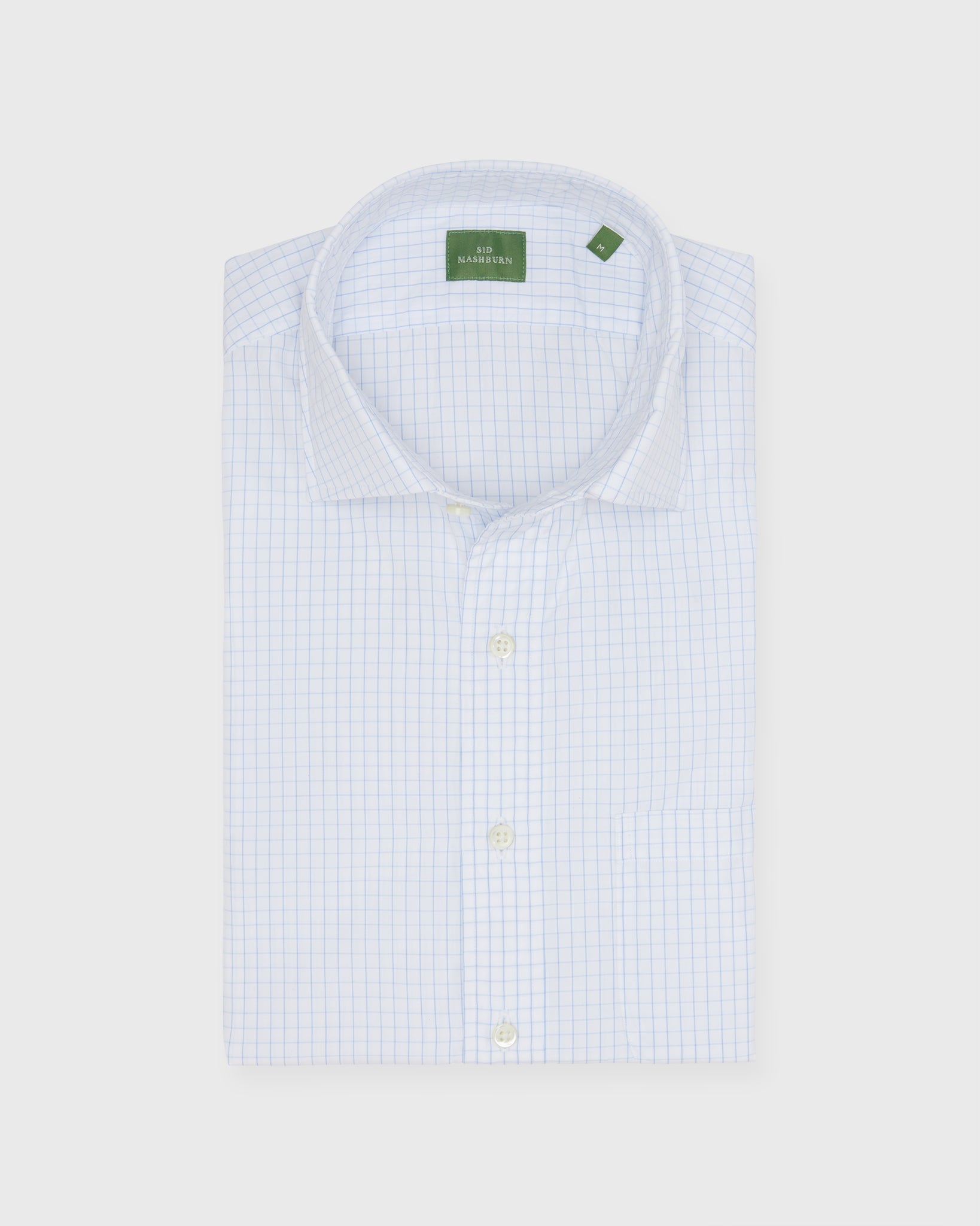 Spread Collar Sport Shirt in Blue Large Graph Check Poplin