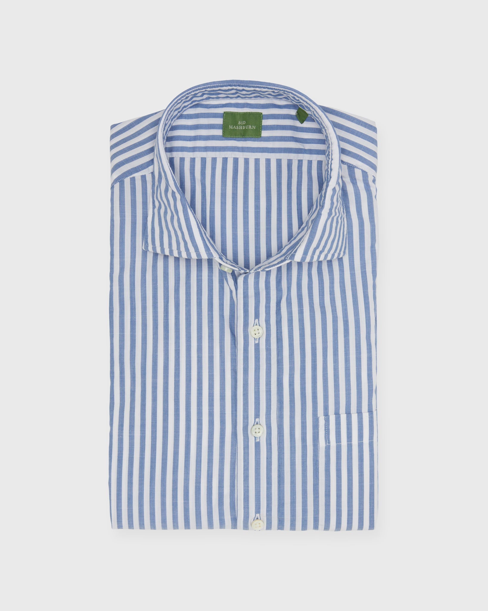 Spread Collar Sport Shirt in Ink Stripe Chambray