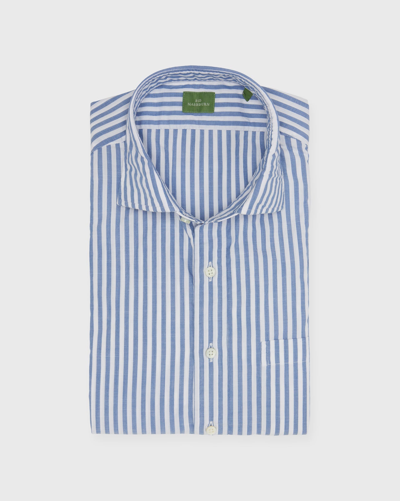 Spread Collar Sport Shirt in Ink Stripe Chambray