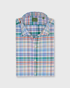 Spread Collar Sport Shirt in Green/Blue/Pink Multi Plaid Poplin