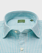 Load image into Gallery viewer, Otto Handmade Sport Shirt in Surf/Bone Gingham Chambray
