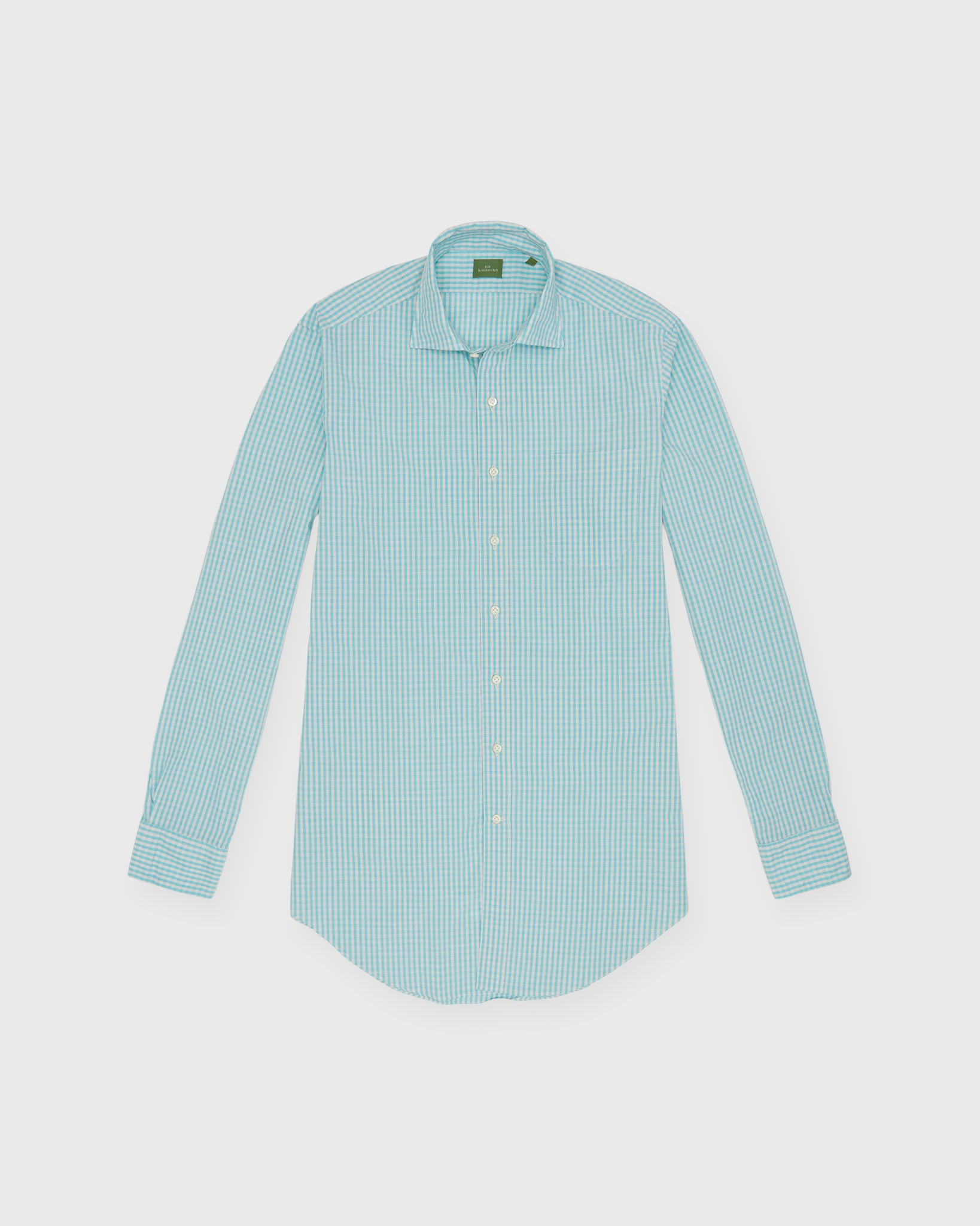 Otto Handmade Sport Shirt in Surf/Bone Gingham Chambray