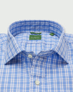 Load image into Gallery viewer, Slim-Fit Spread Collar Sport Shirt in Blue/White Check Poplin
