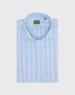 Load image into Gallery viewer, Spread Collar Sport Shirt in Sky/White Wide Stripe Cotolino
