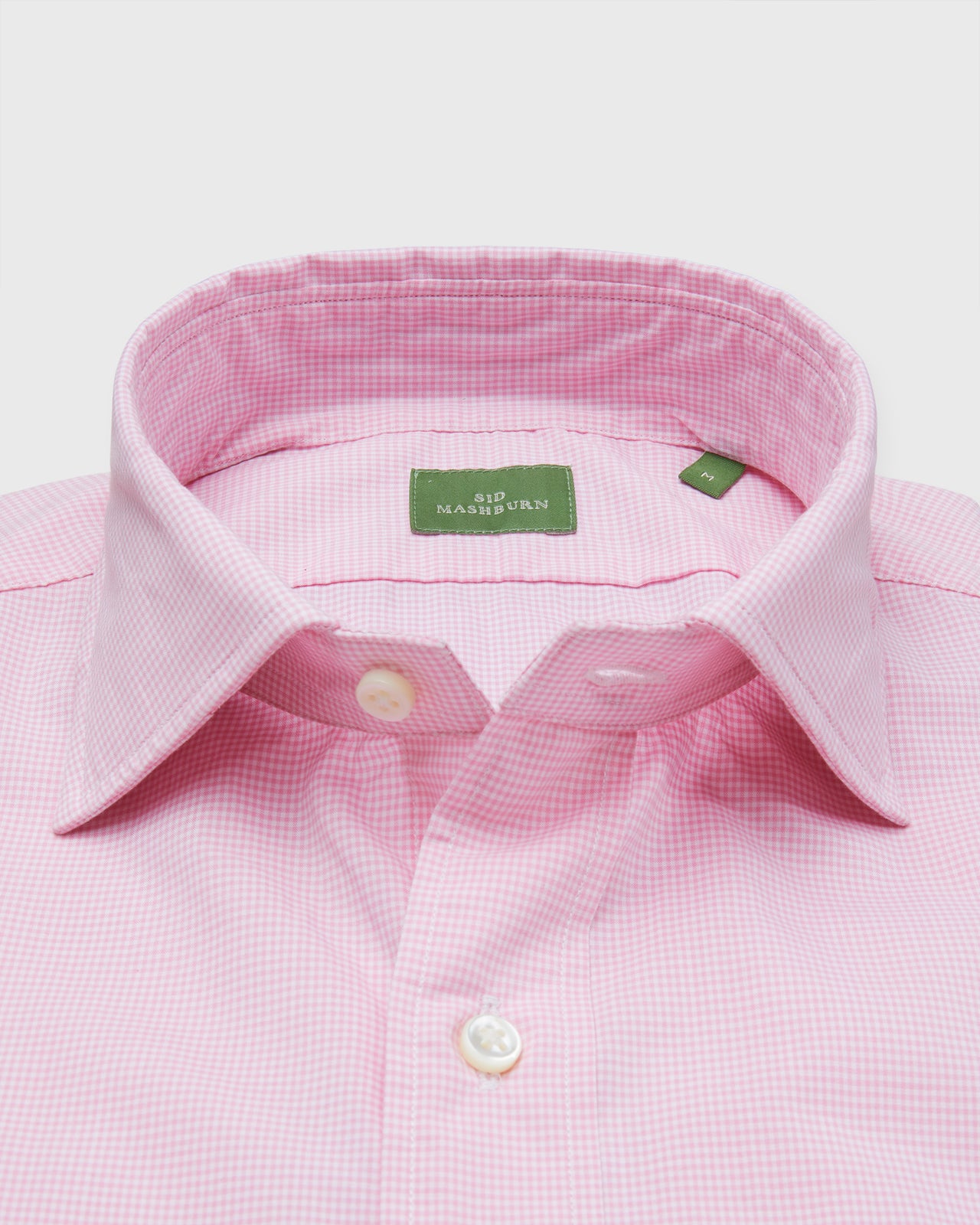Spread Collar Sport Shirt in Coral Micro Gingham Poplin